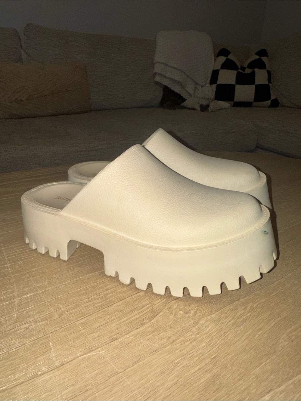 Jeffrey Campbell Cream Lug Platform Mules